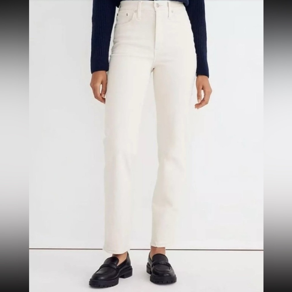 Madewell The Perfect Vintage Straight Jeans Cream White Denim Women’s Sz 26